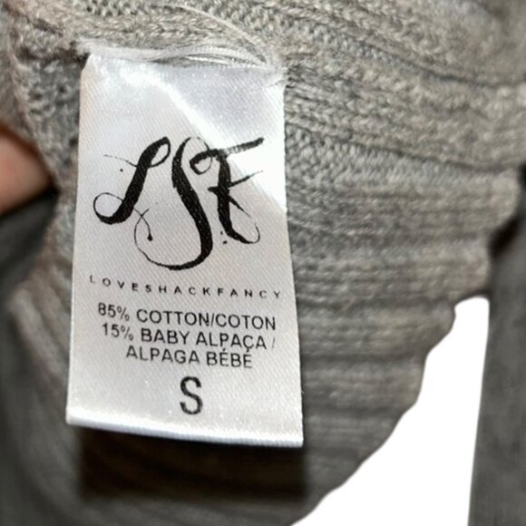 ALPACA Loveshackfancy gray crochet knit ruffle trim sweater S ASNEW CONDITION - Picture 3 of 4